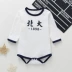 Trăm ngày Quần áo nam và nữ cho bé Ha Yi mùa xuân và mùa thu cotton dài tay cho bé Tsinghua Bắc Đại Liên gói bộ đồ rắm - Áo liền quần