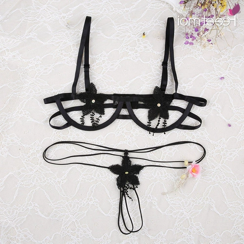 水 水 趣 趣 Вода -Сорастворимый вышитый цветочный полый сексуальный женский три -точечный браслет -костюм 7156+7157