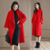 Chống mùa giải phóng mặt bằng mùa thu và mùa đông áo len nữ ve áo lớn trong phần dài của phiên bản Hàn Quốc của áo len màu đỏ lỏng hai mặt