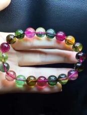 Украшения на руку 纯天然巴西老矿高档色碧玺手链正红正绿正蓝高贵典雅大方女款手链