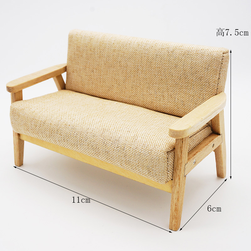 Khaki12 branch ob11 bjd use Baby House Mini furniture miniature re-ment  Model Northern Europe sofa tea table