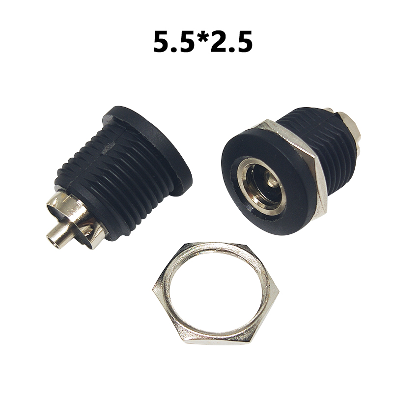 DC022D&2.5DC-022DDC direct Power supply socket Mother seat recharge stand 5.5 * 2.1 / 2.5mm circular hole Threaded Nut