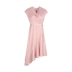 Lily mùa hè mới của phụ nữ khí chất màu tinh khiết thiết kế bất đối xứng eo cao eo voan nhỏ cổ chữ V - Váy eo cao