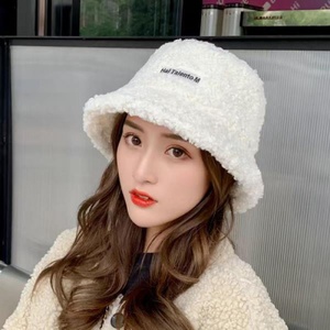 网红羊羔毛渔夫帽女冬泰迪毛绒羊羔绒帽子秋冬韩版百搭可爱盆帽潮