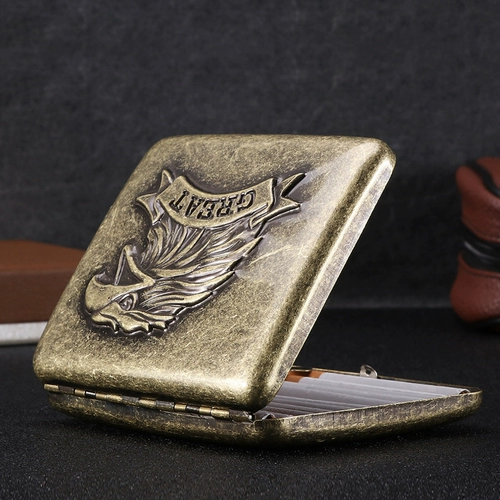 Мужской бронзовый ретро портсигар, портативная металлическая трехмерная подарочная коробка