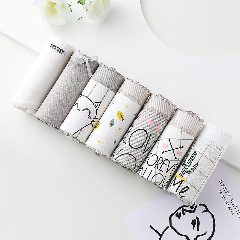 214209 # & 7-Pack & Cotton Girls-4k4underpants female summer ma'am Cotton girl pure cotton girl student solar system Big size No trace student Korean version lovely Sweet