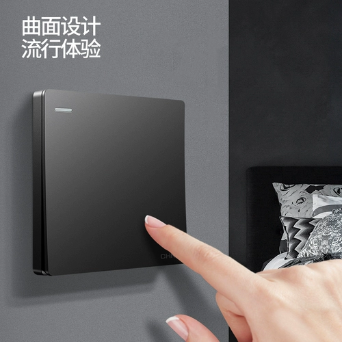 Zhengtai 6T темно -серая черная выключатель панель панели Пористое питание открывается пятью гнездами Home Dark 86