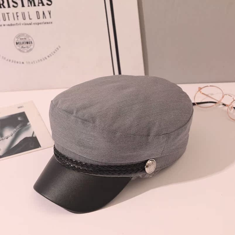 Dark Grey Cotton (Thin)trend Hat female fashion new pattern fashion Big head circumference Big face Fat face fit Of Hat