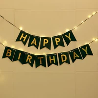 Флаг дня рождения черный+2м медный проволочный свет 2