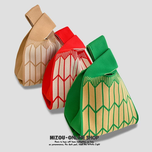 Портативная зеленая трикотажная сумка-органайзер для выхода на улицу, сумка на одно плечо, Южная Корея, принт