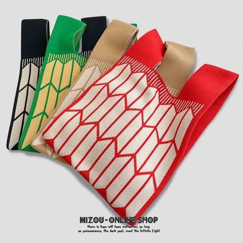 Портативная зеленая трикотажная сумка-органайзер для выхода на улицу, сумка на одно плечо, Южная Корея, принт