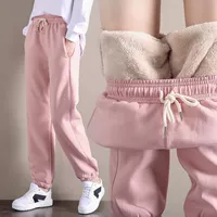 Розовые утепленные демисезонные бархатные штаны для отдыха, подходит для подростков, свободный крой