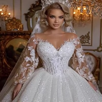Shinny Wedding Dresses A Line Sequins Applique Bridal Gowns