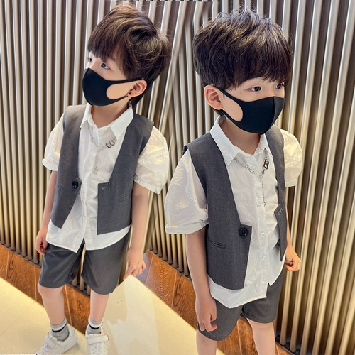 Костюм мальчика цветочника, классический костюм, летний детский жилет для отдыха, платье, детский подиумный костюм, в корейском стиле