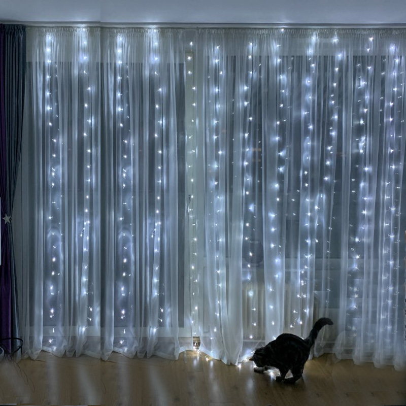 White & 110V American StandardIce bar window curtains Lamp string All over the sky stars hang flash light String coloured lights arrangement anchor Live Room room decorate articles