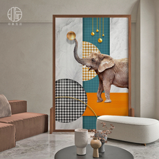 напольная ширма 轻奢北欧定制实木网红屏风隔断客厅酒店玄关遮挡聚财挡煞大象座屏