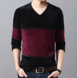 Зимний трикотажный свитер, базовый лонгслив, приятное телу бархатное термобелье, V-образный вырез