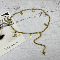 Ремень 百搭复古古金古铜色装饰腰链女潮五角星轻奢个性链条收身束腰封链