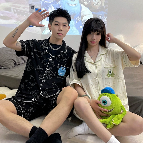 Хлопковая пижама для влюбленных, хлопковый кардиган, милый комплект подходит для мужчин и женщин, 2024 года, популярно в интернете