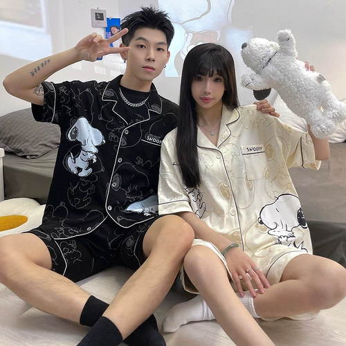 Хлопковая пижама для влюбленных, хлопковый кардиган, милый комплект подходит для мужчин и женщин, 2024 года, популярно в интернете