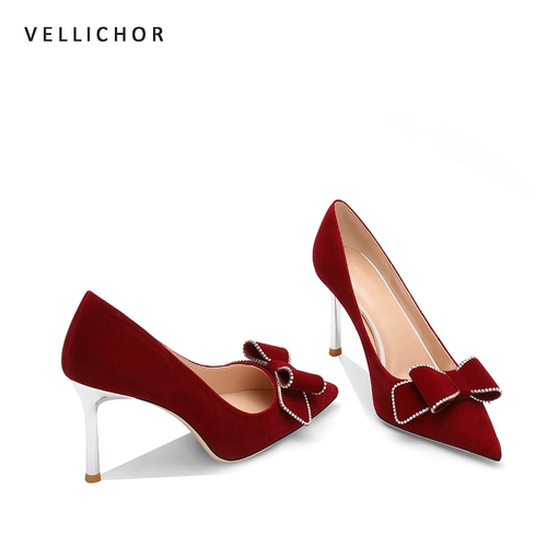 Демисезонные свадебные туфли для принцессы на высоком каблуке с бантиком, обувь