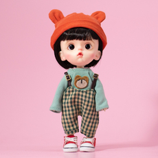 Кукла BJD ob11娃衣 小熊背带裤套装长袖帽子molly娃娃衣服12分bjd点小闹gsc