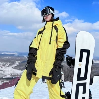 Черно-желтый лыжный водонепроницаемый лыжный костюм подходит для мужчин и женщин, удерживающий тепло комбинезон, штаны, увеличенная толщина
