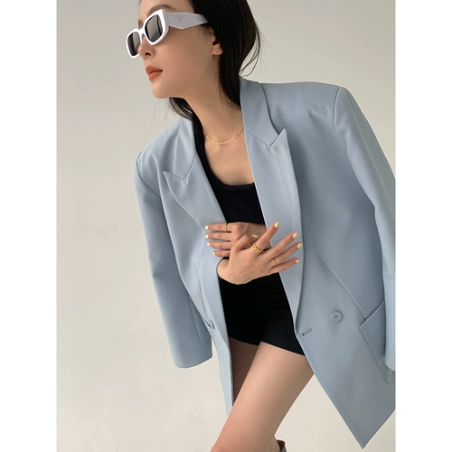 Весенний розовый дизайнерский пиджак классического кроя для отдыха, тренд сезона, оверсайз