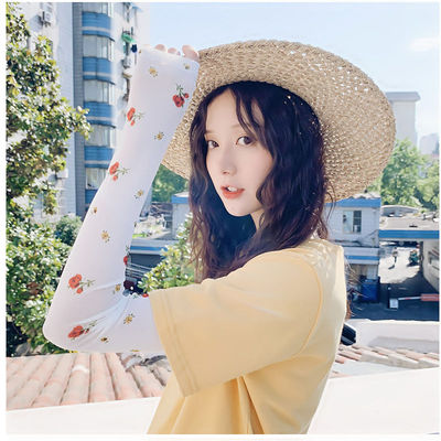 网红同款印花冰袖防晒女夏季防紫外线袖套学生韩版冰丝手臂袖泫雅