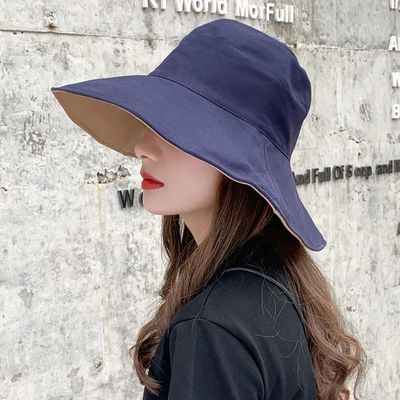 双面渔夫帽女日系大帽檐百搭防晒遮阳ins帽子夏季韩版网红太阳帽
