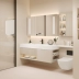 Tủ phòng tắm bằng gỗ rắn kết hợp tấm đá kết hợp tấm gốm tích hợp bồn vệ sinh bàn vệ sinh tủ gương wc tủ gương phòng tắm nhập khẩu 