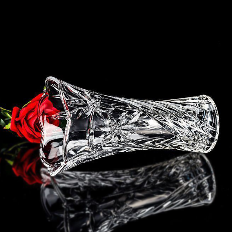 新款加厚玻璃透明花瓶客廳擺件水培富貴竹百合插干花彩色花瓶24