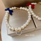 Ожерелье из жемчуга, милый чокер с бантиком, ретро шарф, декор