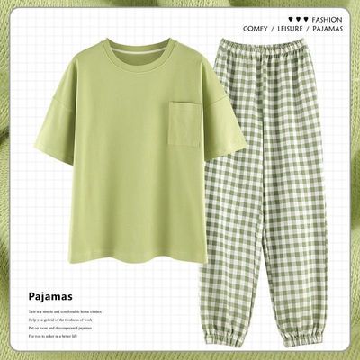 南极人睡衣女夏季纯棉短袖长裤套装卡通2021年新款春秋薄款家居服