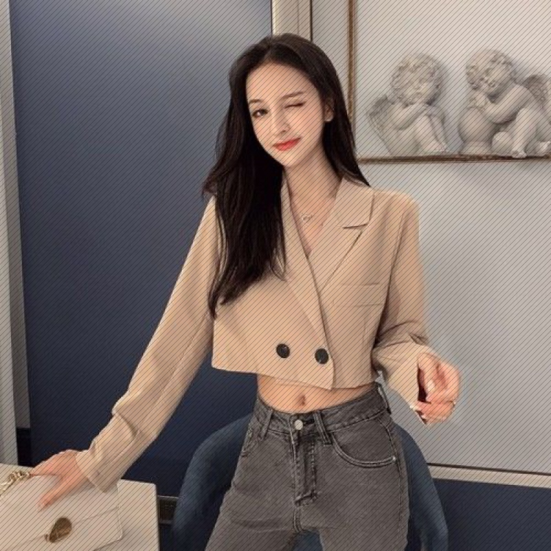 ApricotInternet celebrity UltraShort  loose coat female 2021 new pattern spring and autumn Korean version student fashion Blazer have cash less than that is registered in the accounts Cardigan Women coat