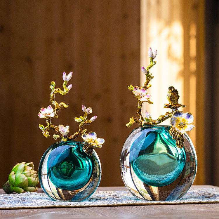 Romanee's new enamel glass vase is a handcrafted creative light luxury home decoration cabinet for the entrance hall