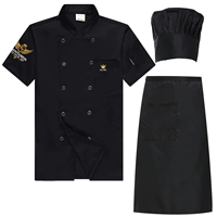 Черная юбка в складку, фартук, короткий рукав