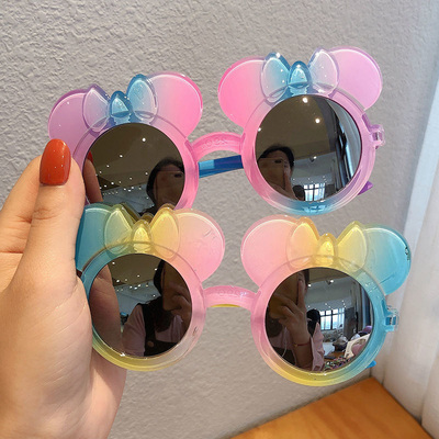 儿童炫彩太阳镜小孩时尚墨镜潮女童宝宝可爱卡通防晒太阳镜饰品