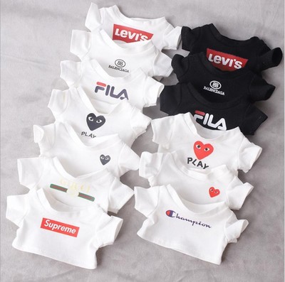 taobao agent White black short sleeve T-shirt, doll, cotton clothing, 15/20cm, with short sleeve