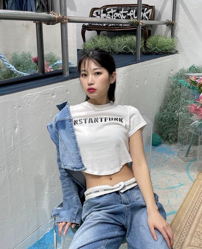Сейчас ~ Корейский подлинный instantfunk 1032313 Персонализированная сторона -Благодаря повседневным джинсам