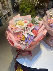 diy编织材料包 教师节送老师手工编织花束diy材料包自制毛线成品泰玫瑰花朵礼物