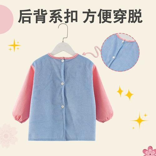 Детский демисезонный водонепроницаемый фартук для принцессы для еды, сзади на завязках