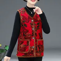 Красный двусторонний бархатный жилет, в цветочек, увеличенная толщина