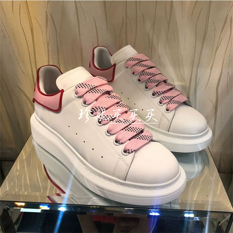 Прямая покупка в Гонконге, маленькие белые туфли McQueen McQueen, каплевидный хвост, толстая подошва, мужская повседневная обувь