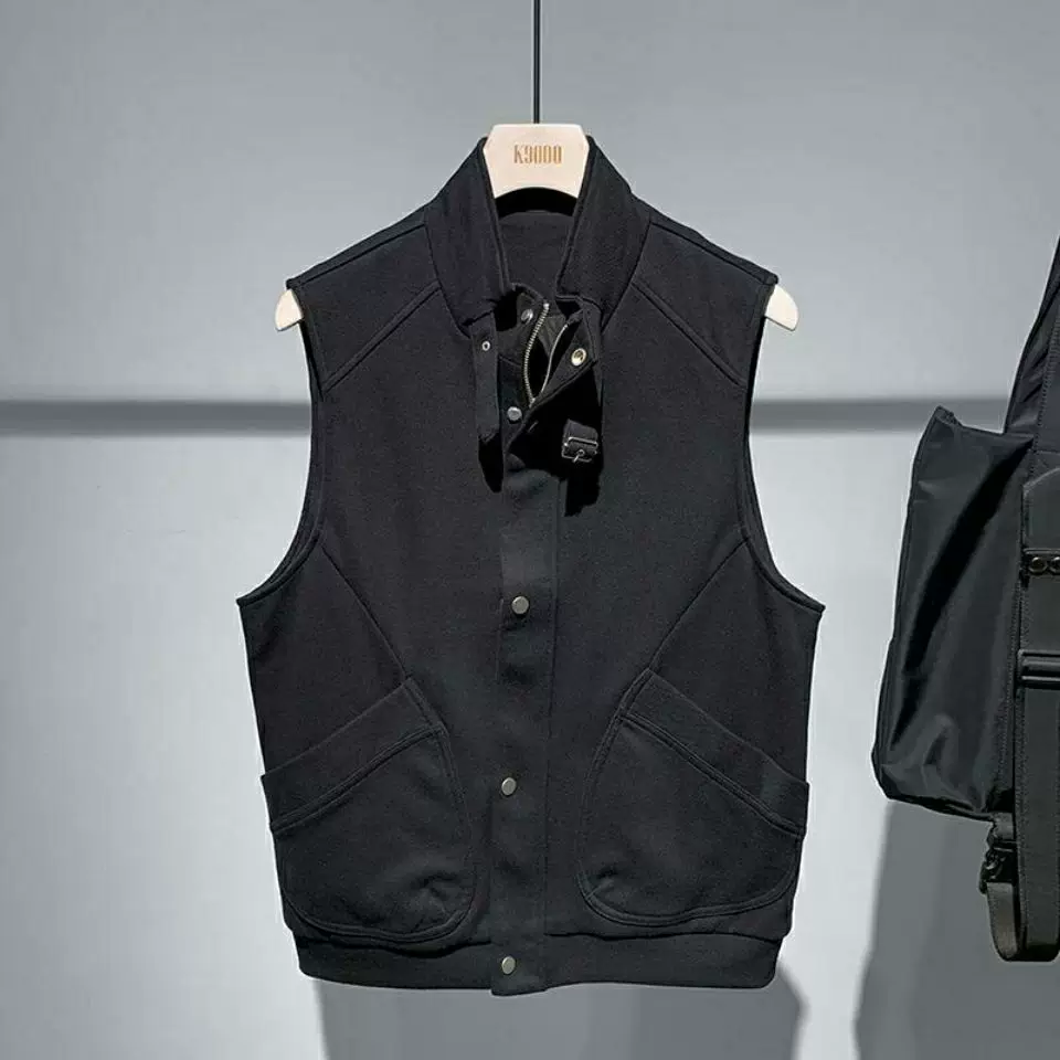Tail Single | Reverse Season Discipline | Clear Delivery ~ Autumn Zipper Cardigan Vests Male Collar Wireless Poor Pure Color Vest
