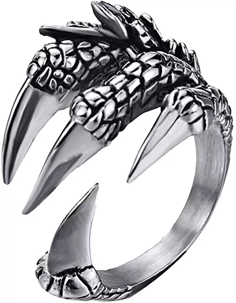 [1pcs Titanium Steel Eagle Dragon Claw Halloween Skull Ring H]