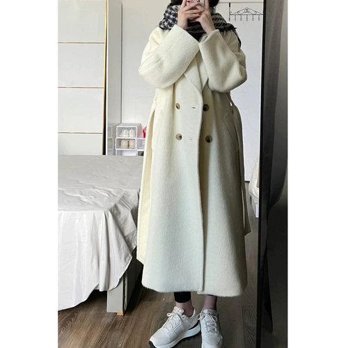 Зимнее демисезонное белое шерстяное пальто, подходит для подростков, увеличенная толщина