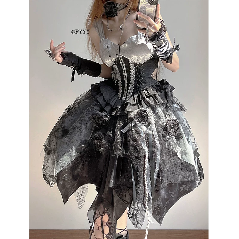 Оригинальный дизайн Tuxue Meow клетка священник готическая Лолита тёмная юбка-платье с ярджа