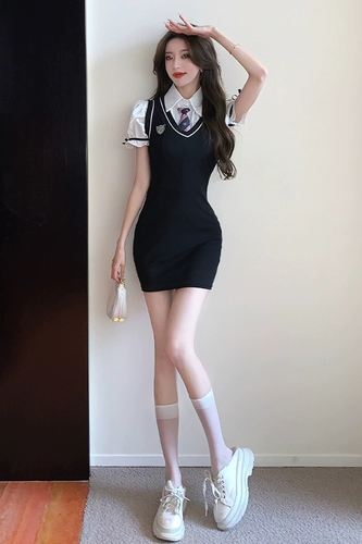 Комплект, платье, лонгслив, в американском стиле, в британском стиле, осенний, с акцентом на бедрах