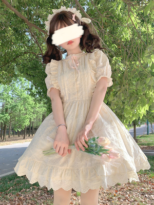 taobao agent Japanese cute short sleeve dress, summer clothing, Lolita style, with short sleeve